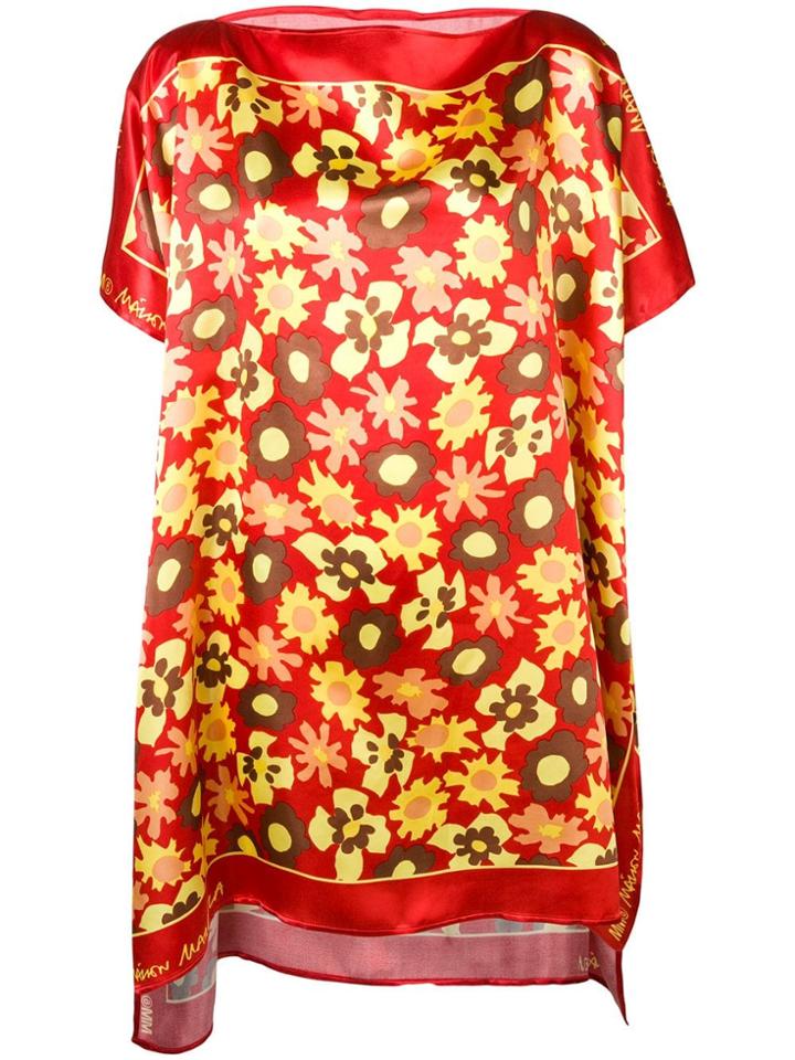 Mm6 Maison Margiela Floral Print Tunic Dress - Red