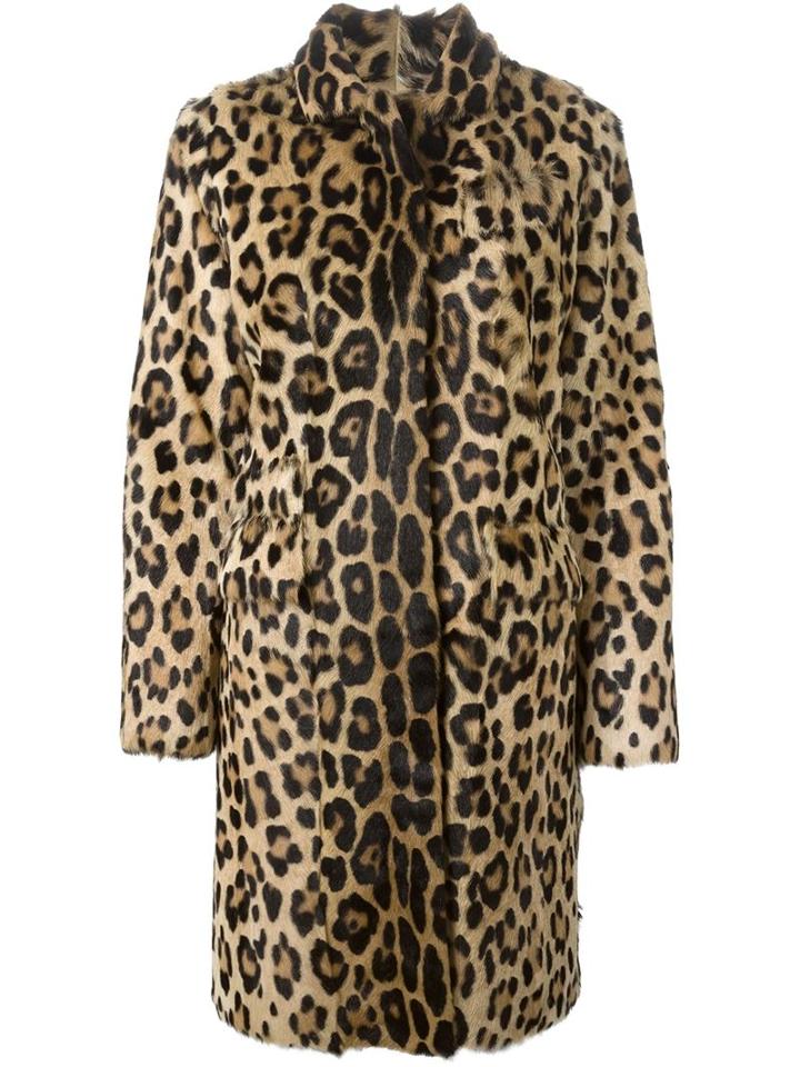 Liska Leopard Print Coat, Women's, Size: Medium, Brown, Goat Fur