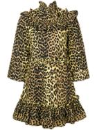 Ganni Ruffled Leopard Print Dress - Brown