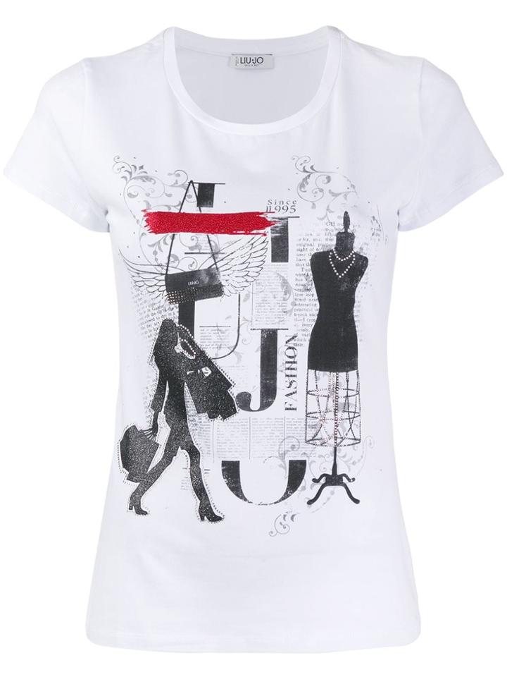Liu Jo Tabloid Print T-shirt - White