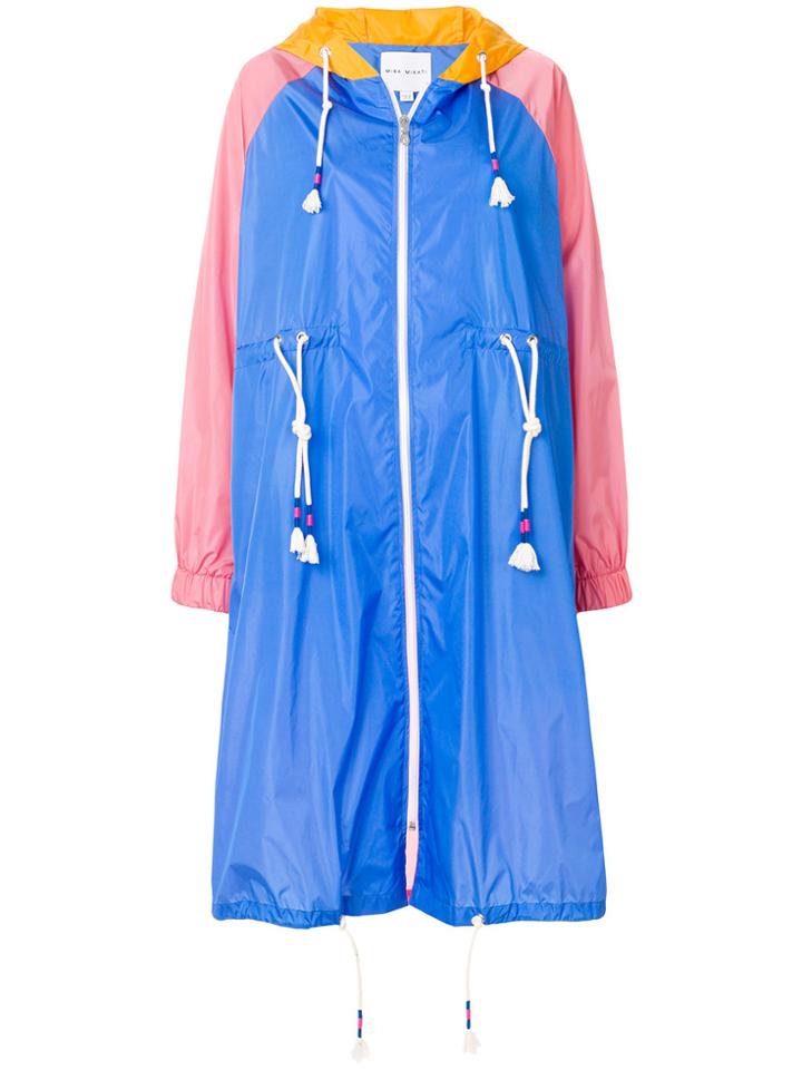 Mira Mikati Drawstring Colour Block Coat - Blue