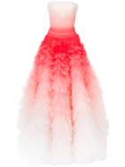 Oscar De La Renta Ombre Flared Gown - Pink & Purple