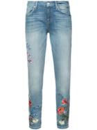 7 For All Mankind Floral Embroidered Skinny Jeans - Blue