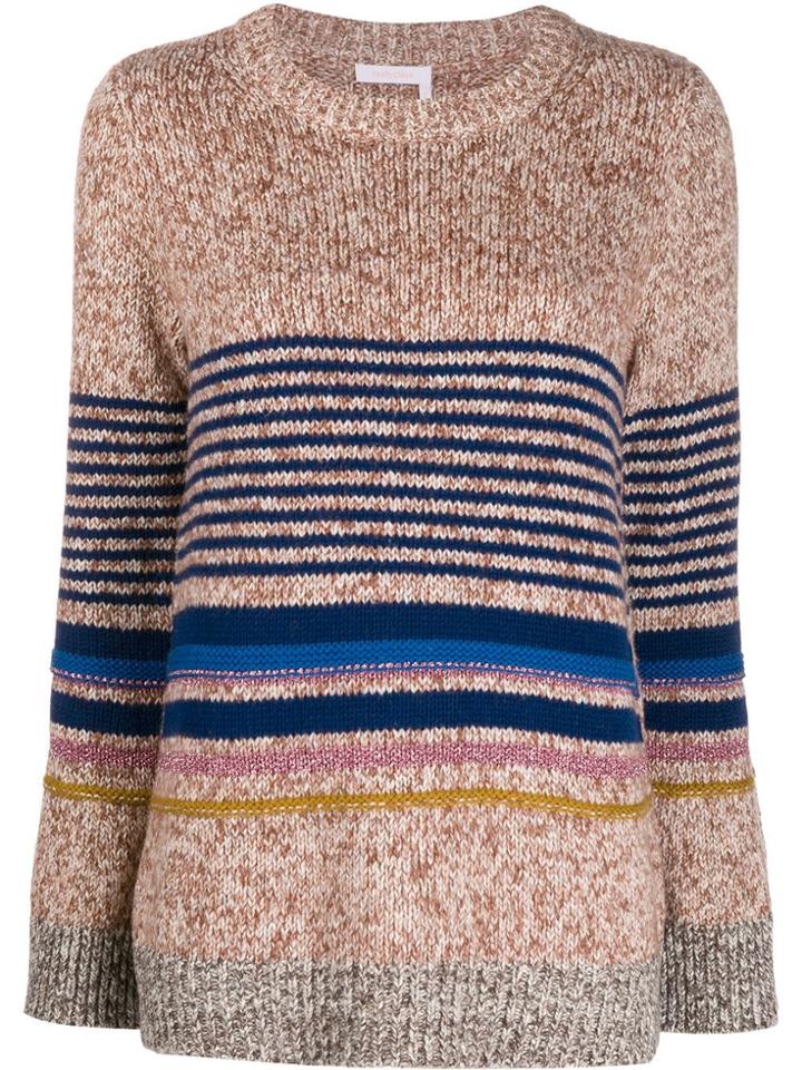 See By Chloé Horizontal Knit Stripes Jumper - Neutrals