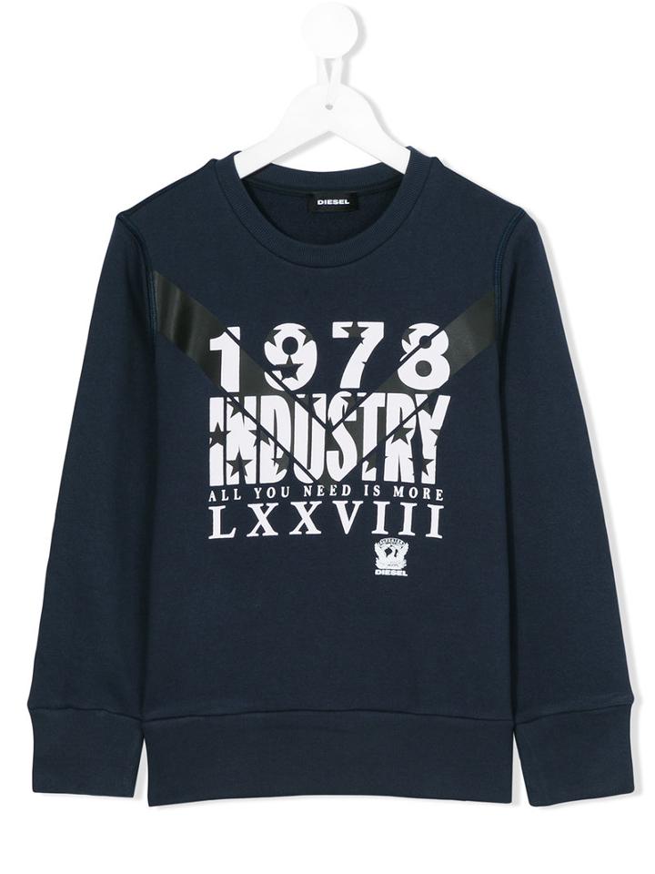 Diesel Kids - Chevron Printed Sweatshirt - Kids - Cotton - 6 Yrs, Blue