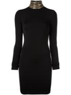 Pierre Balmain Embellished High Neck Dress, Women's, Size: 40, Black, Viscose/spandex/elastane