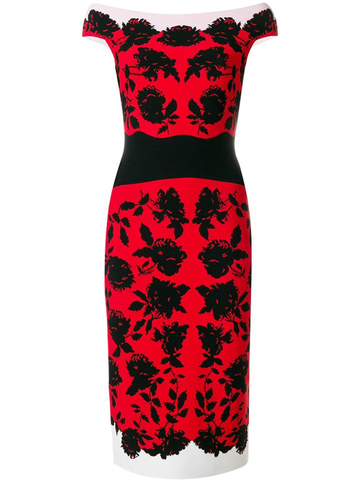 Alexander Mcqueen Floral Print Dress - Red