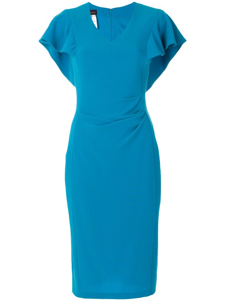 Talbot Runhof Fitted Flared Sleeve Dress - Blue