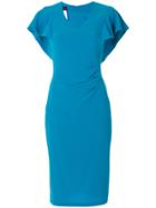 Talbot Runhof Fitted Flared Sleeve Dress - Blue