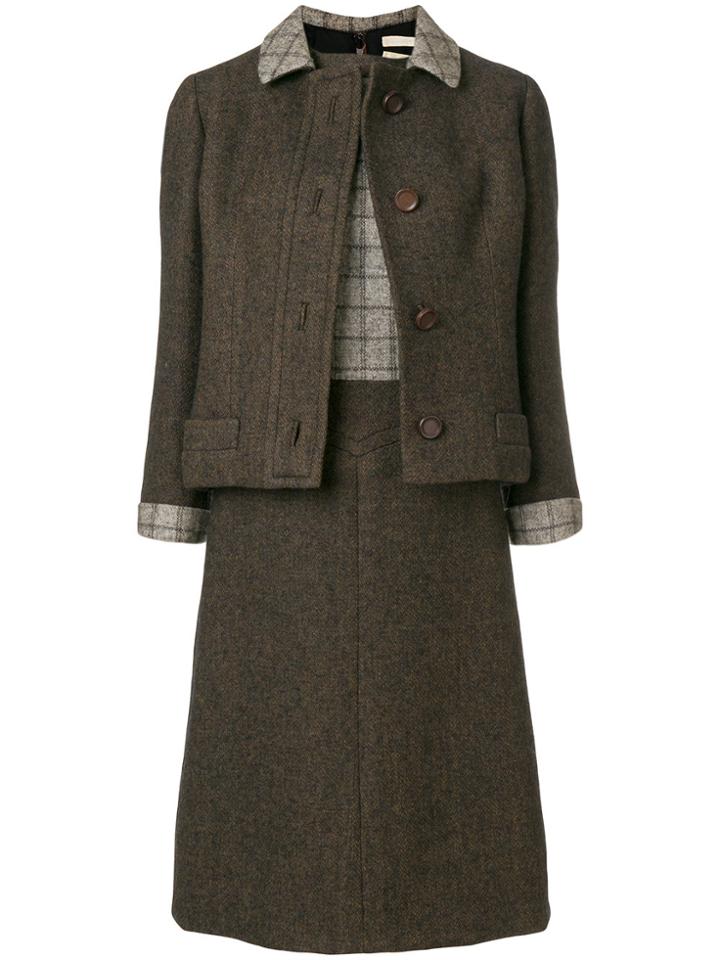 William Vintage 1954 Dress & Jacket Ensemble - Brown