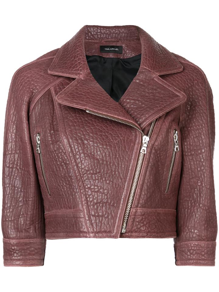 Yigal Azrouel Cropped Biker Jacket - Red
