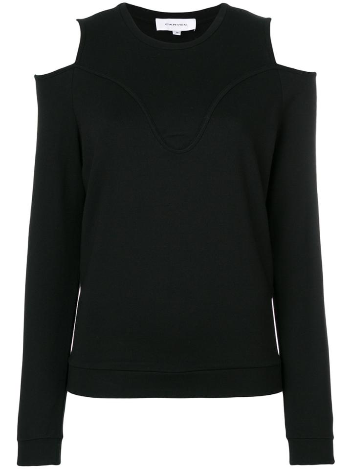 Carven Cold-shoulder Knitted Top - Black