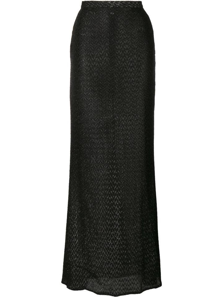 Walk Of Shame Brocade Maxi Skirt, Women's, Size: 42, Black, Viscose/polyester/lurex