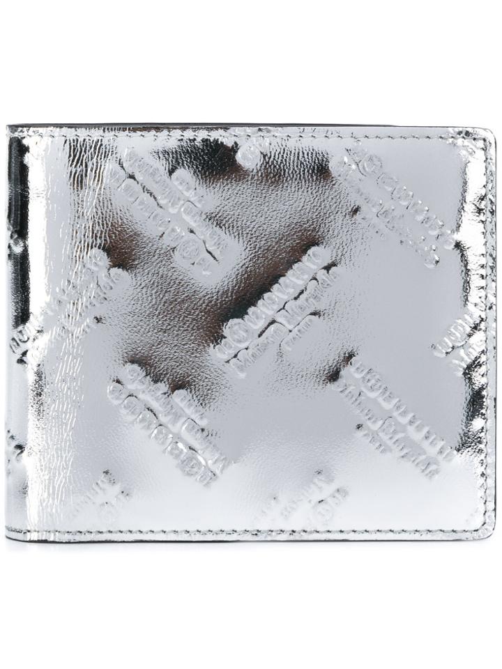 Maison Margiela Logo Embossed Bi-fold Wallet - Metallic