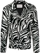 Route Des Garden Zebra Print Biker Jacket - Black