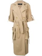 Balmain Double Breasted Trench Coat - Brown