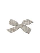 Christian Dior Pre-owned 1990's Rhinestone Bow Brooch - Silver