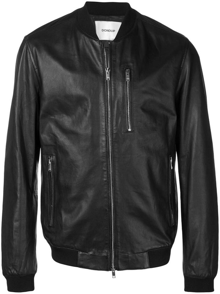Dondup Collarless Leather Jacket - Black