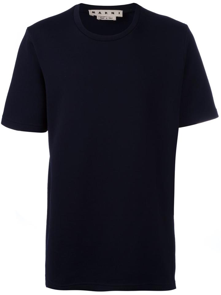 Marni Asymmetric Short Sleeved Sweatshirt, Men's, Size: 52, Blue, Polyamide/virgin Wool