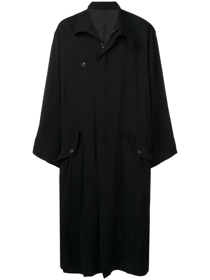 Yohji Yamamoto Graphic Print Oversized Coat - Black