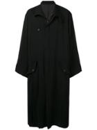 Yohji Yamamoto Graphic Print Oversized Coat - Black