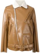 Toga 'bonding' Biker Jacket, Women's, Size: 36, Brown, Polyester