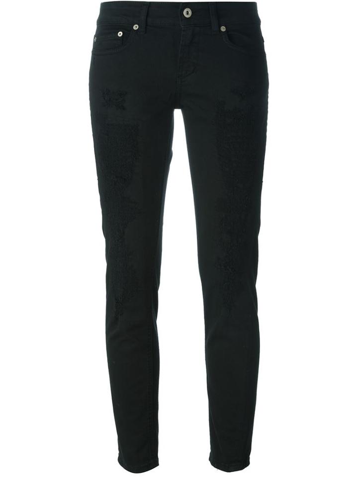 Dondup Distressed Skinny Jeans, Women's, Size: 26, Black, Cotton/spandex/elastane