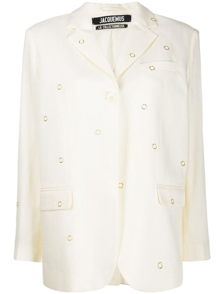 Jacquemus Ring Embellished Blazer - White
