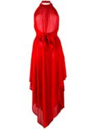 Balmain - Halterneck Backless Asymmetric Dress - Women - Polyamide/polyester/viscose - 40, Women's, Red, Polyamide/polyester/viscose