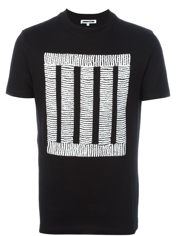 Mcq Alexander Mcqueen Square Print T-shirt, Men's, Size: Large, Black, Cotton