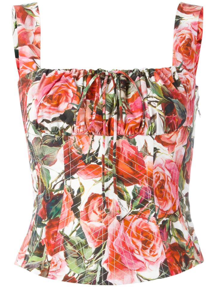 Dolce & Gabbana Rose-print Bodice - Red