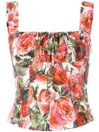 Dolce & Gabbana Rose-print Bodice - Red