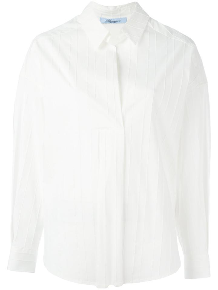 Blumarine Ribbed Shirt, Women's, Size: 38, White, Cotton/polyamide/spandex/elastane
