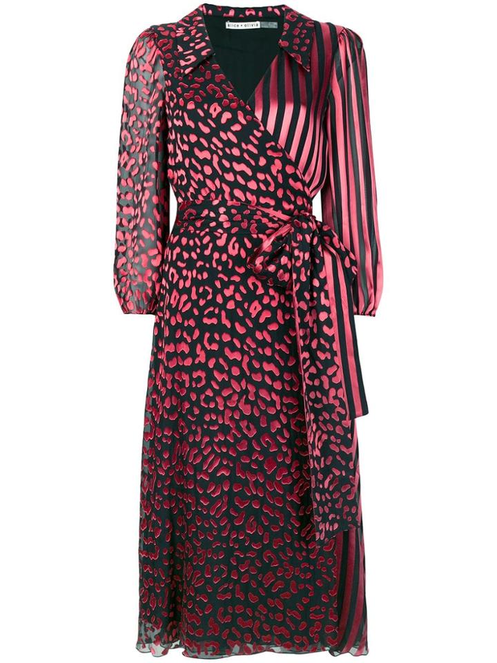 Alice+olivia Contrast Pattern Wrap Dress - Black
