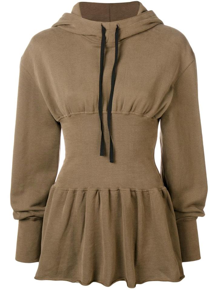 Ann Demeulemeester Peplum Hoodie - Green