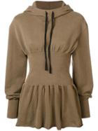 Ann Demeulemeester Peplum Hoodie - Green