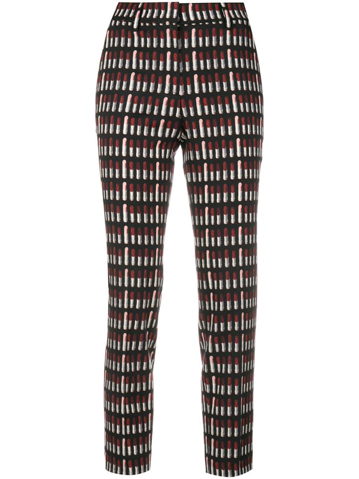 Prada Cropped Printed Trousers - Black