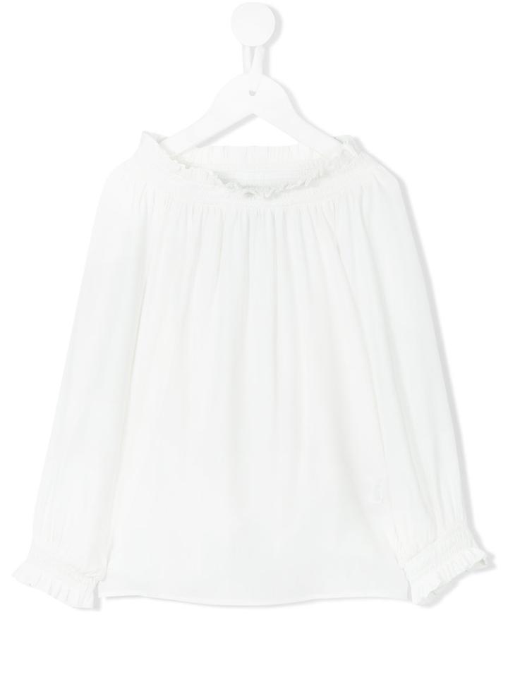 Simonetta - Ruched Blouse - Kids - Silk/acetate - 12 Yrs, White