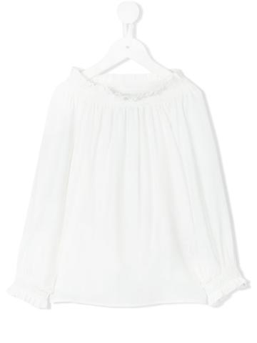 Simonetta - Ruched Blouse - Kids - Silk/acetate - 12 Yrs, White