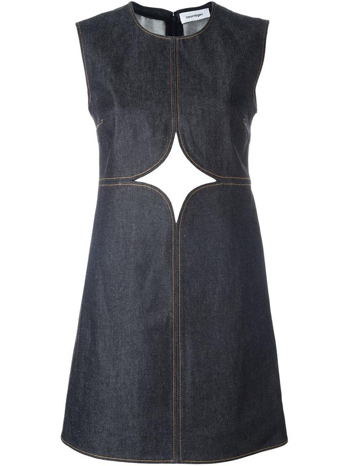Courrèges Cut-off Detailing Denim Dress, Women's, Size: 38, Blue, Cotton