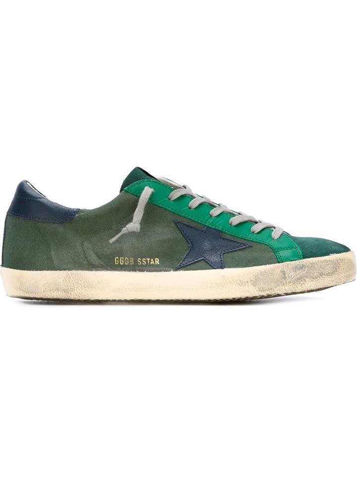 Golden Goose Deluxe Brand Super Star Sneakers, Men's, Size: 39, Green, Leather/cotton/rubber/leather