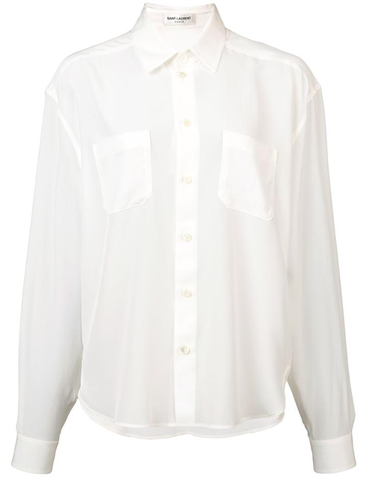 Saint Laurent Long Sleeved Blouse - White