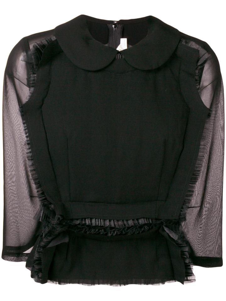 Comme Des Garçons Tulle Ruffle Trim Blouse - Black