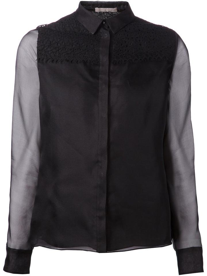 Jason Wu - Lace Panel Shirt - Women - Silk - 2, Women's, Black, Silk