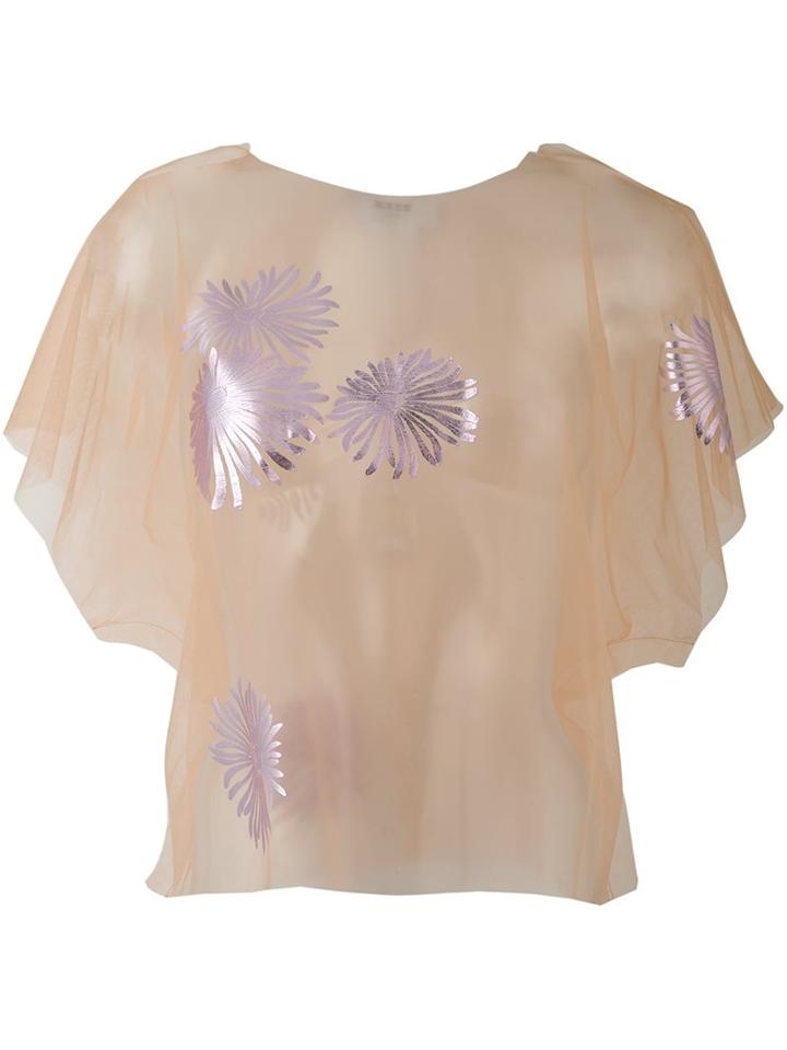 Msgm Embroidered Sheer Blouse