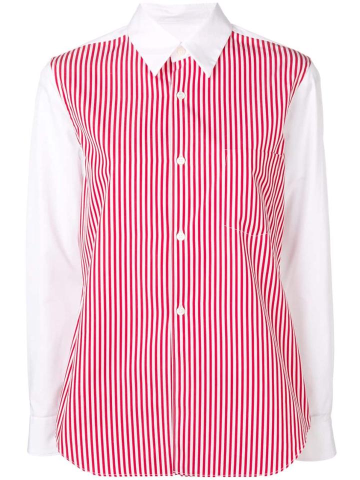 Comme Des Garçons Girl Striped Panel Shirt - White