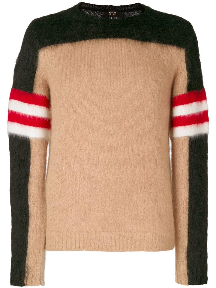 No21 - Colour Block Jumper - Men - Mohair/polyamide/wool/virgin Wool - 48, Nude/neutrals, Mohair/polyamide/wool/virgin Wool