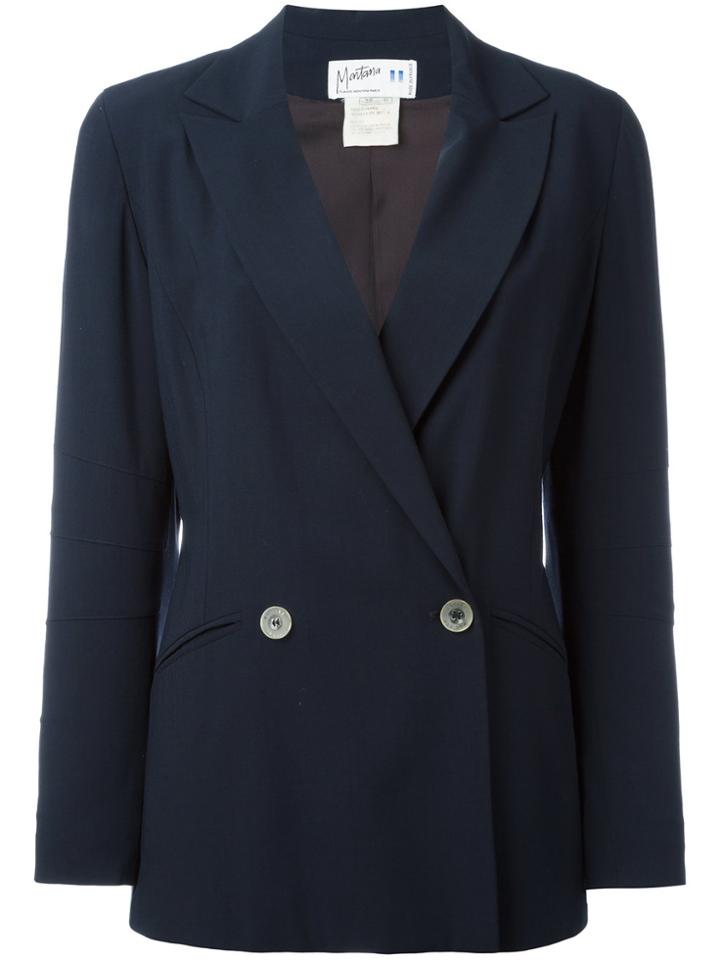 Claude Montana Vintage Transparent Button Blazer - Blue