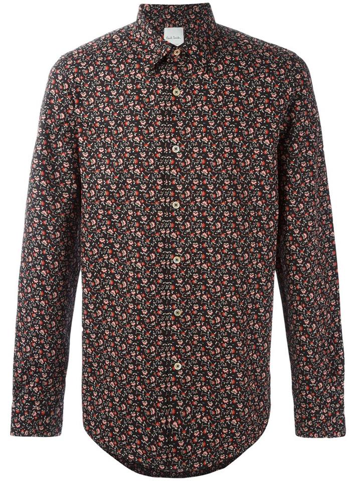 Paul Smith Floral Print Shirt, Men's, Size: Large, Black, Cotton