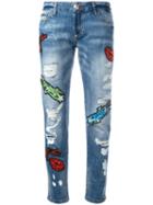 Philipp Plein Embroidered Jeans, Women's, Size: 26, Blue, Cotton/spandex/elastane